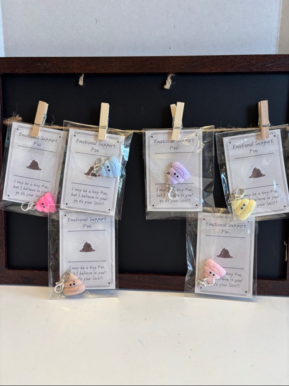 Emotional Support Poo Charm Keychain Hot Pink